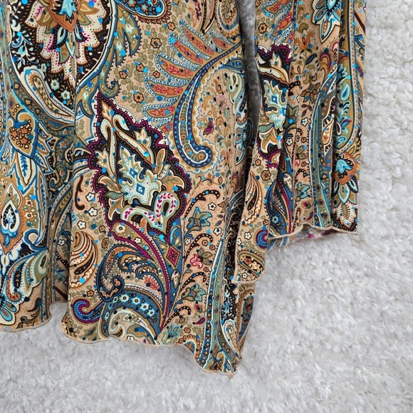Vintage Dressbarn Womens Paisley Bell Sleeve Tie Back Top Size Large Boho Y2K - Picture 2 of 13